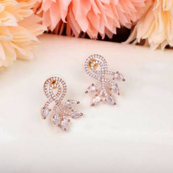 American Diamond Statement Rose Gold Half curved Stud Earring 3