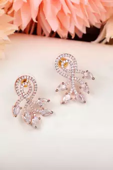 American Diamond Statement Rose Gold Half curved Stud Earring