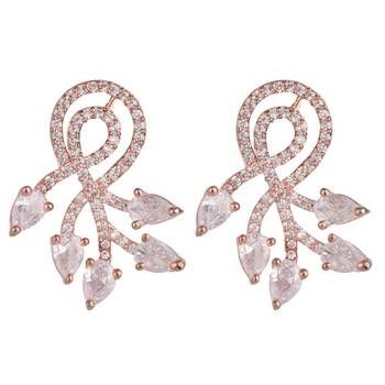 American Diamond Statement Rose Gold Half curved Stud Earring 4