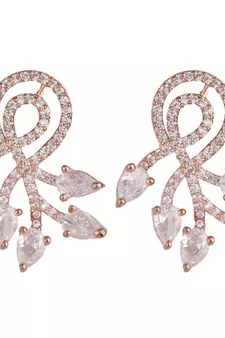 American Diamond Statement Rose Gold Half curved Stud Earring