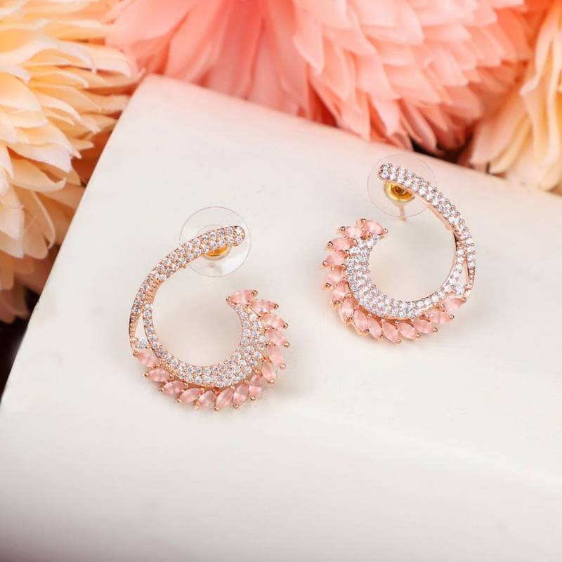 American Diamond Statement Silver Stud Earring for Girls and Women