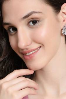 American Diamond Statement Silver Square shaped Stud Earring