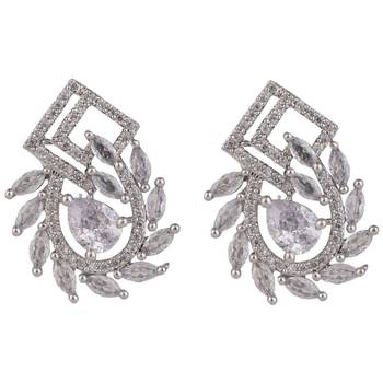 American Diamond Statement Silver Square shaped Stud Earring 4