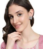 American Diamond Statement Silver Square shaped Stud Earring