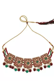 Traditional Gold Plated Kundan and Stone studded Statement Choker with Earrings and Maangtikka for Girls and Women