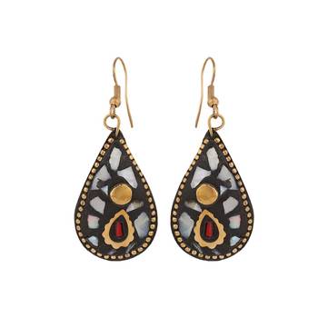 Statement Gold Plated Multicolored Chips Studded Abstract Design Necklace Set with Earring for Women and Girls 4