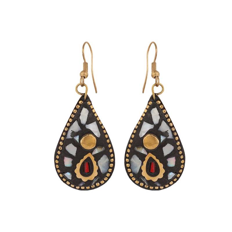 Statement Gold Plated Multicolored Chips Studded Abstract Design Necklace Set with Earring for Women and Girls