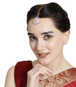 Rose Gold Plated American Diamond Sun shaped Studded Statement Maang-tikka for Girls and Women