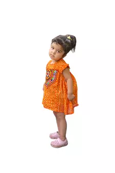 Aglare cotton bandhni frock ,,frocks for girls,, frocks for kids, frocks.Yellow