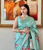 SKY BLUE  BEAUTIFUL DIGITAL  PRINT SAREE 