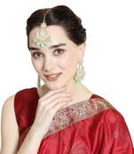 Gold Plated Kundan and Pearl Studded Chandbali Maang-tikka and Earring for Girls and Women