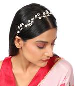 Statement Silver Plated Floral Design Peal Studded Foldable Hair Accessory for Women and Girls