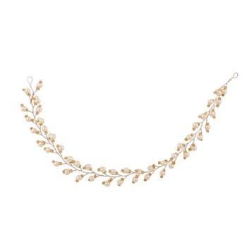 Statement Gold Plated Leaf Design Peal Studded Foldable Hair Accessory for Women and Girls 4