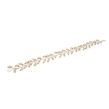 Statement Gold Plated Leaf Design Peal Studded Foldable Hair Accessory for Women and Girls 5