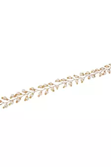 Statement Gold Plated Leaf Design Peal Studded Foldable Hair Accessory for Women and Girls