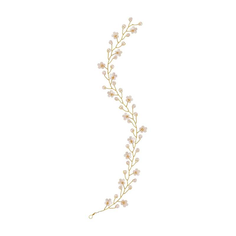 Statement Gold Plated Floral Design Peal Studded Foldable Hair Accessory for Women and Girls