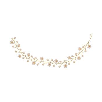Statement Gold Plated Floral Design Peal Studded Foldable Hair Accessory for Women and Girls 4