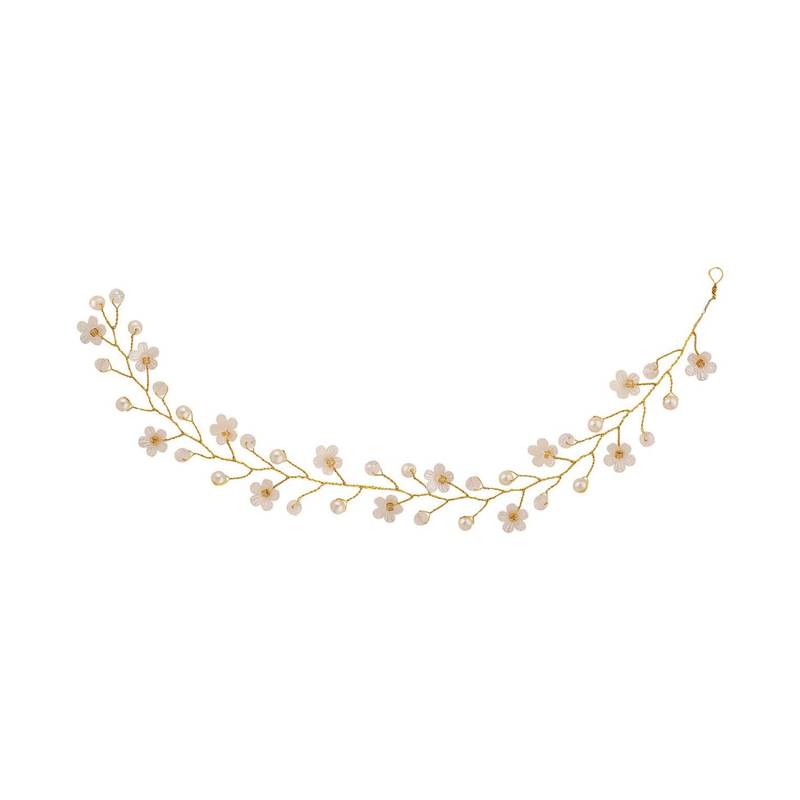 Statement Gold Plated Floral Design Peal Studded Foldable Hair Accessory for Women and Girls