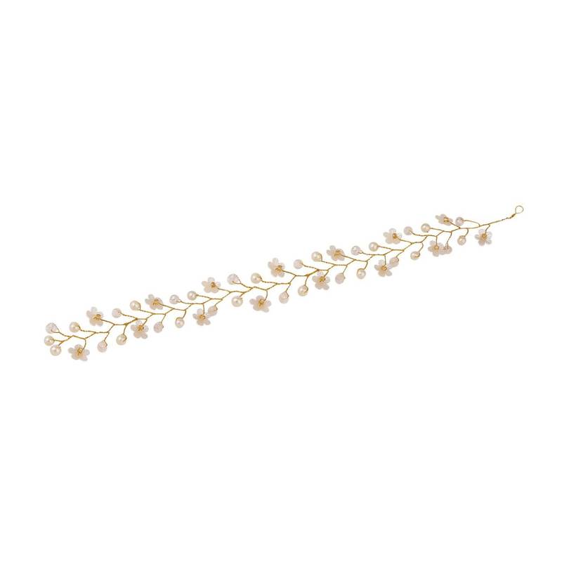 Statement Gold Plated Floral Design Peal Studded Foldable Hair Accessory for Women and Girls