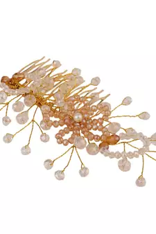 Statement Gold Plated Pearl Studded Floral Design Foldable Hair Accessory with comb for Women and Girls