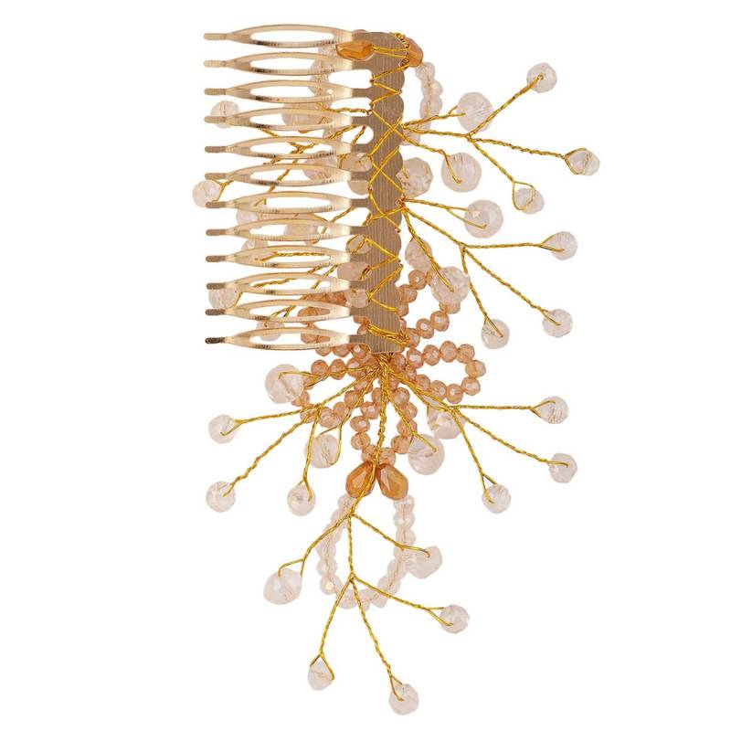 Statement Gold Plated Pearl Studded Floral Design Foldable Hair Accessory with comb for Women and Girls
