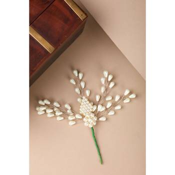 Contemporary Silver Plated Leaf Shaped White colored Pearl Studded Foldable Hair Accessory for Women and Girls 2