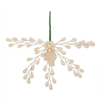 Contemporary Silver Plated Leaf Shaped White colored Pearl Studded Foldable Hair Accessory for Women and Girls 3