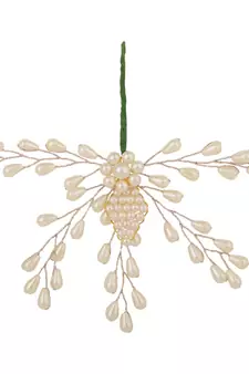 Contemporary Silver Plated Leaf Shaped White colored Pearl Studded Foldable Hair Accessory for Women and Girls