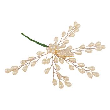 Contemporary Silver Plated Leaf Shaped White colored Pearl Studded Foldable Hair Accessory for Women and Girls 4