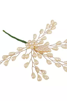 Contemporary Silver Plated Leaf Shaped White colored Pearl Studded Foldable Hair Accessory for Women and Girls