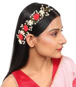 Statement Gold Plated Rose and Pearl Studded Foldable Hair Accessory for Women and Girls