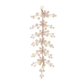 Statement Gold Plated White and Red colored Pearl Studded Floral Design Foldable Hair Accessory for Women and Girls 4