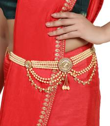 Traditional Gold plated Stone Studded with Layers of Pearl hanging Statement Waist Band for Girls and Women