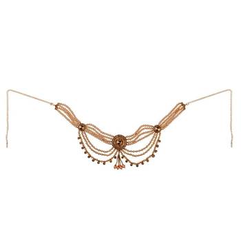 Traditional Gold plated Stone Studded with Layers of Pearl hanging Statement Waist Band for Girls and Women 5