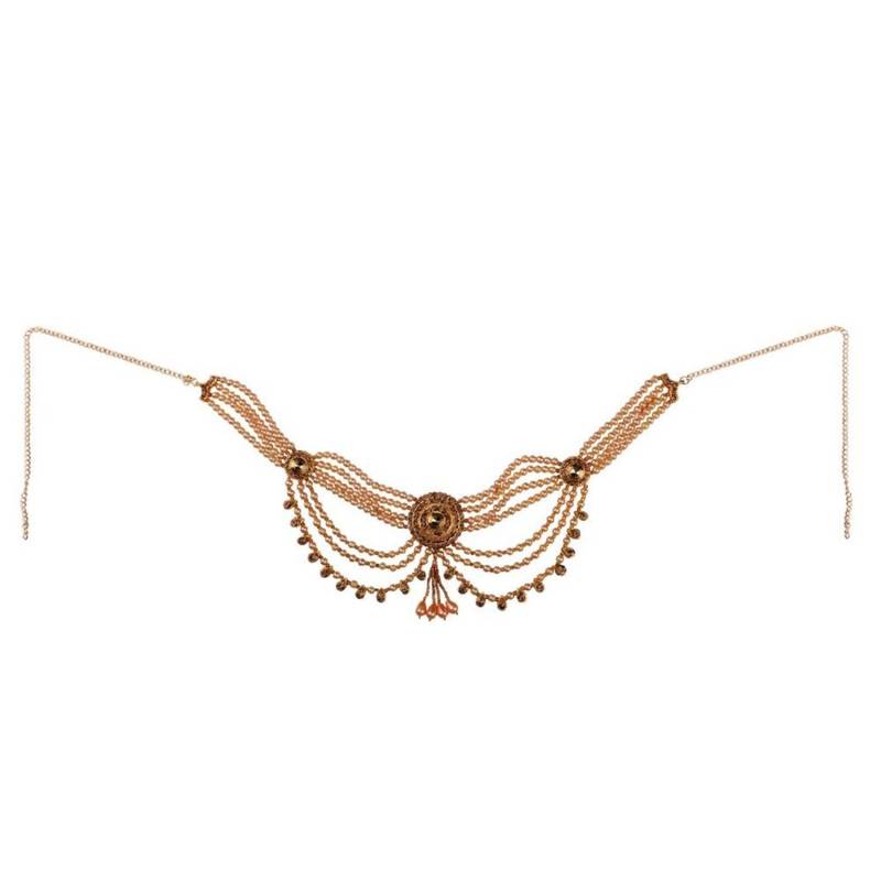 Traditional Gold plated Stone Studded with Layers of Pearl hanging Statement Waist Band for Girls and Women