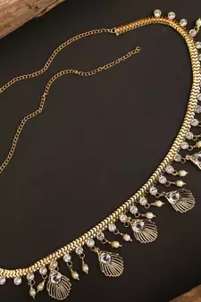 Contemprary Gld plated Shell Design Stone Studded Kamarbandh or Waist for Girls and Women