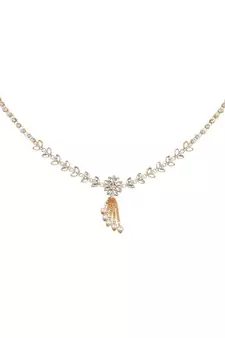 Statement Gold Plated White Stone Studded Floral Design Kamarbandh or Waist Belt for Girls and Women.