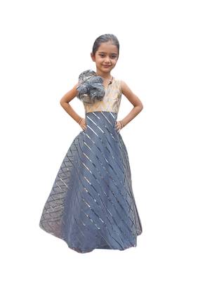 Aglare Gown with Beautiful Sequence Work for small  Girl .Maroon Grey 1