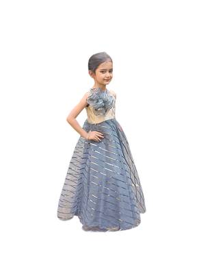 Aglare Gown with Beautiful Sequence Work for small  Girl .Maroon Grey 2