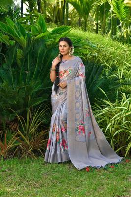 GRAY BEAUTIFUL SILK SAREE  1