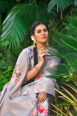GRAY BEAUTIFUL SILK SAREE  3