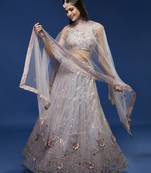 Nude Net Sequinse Work Semi Stitched Lehenga & Unstitched Blouse, Dupatta
