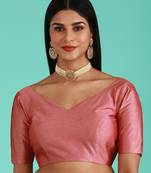 Rose Gold-Toned Silk Blend Plain Readymade Blouse