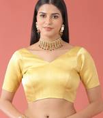 Lemon Yellow-Toned Silk Blend Plain Readymade Blouse