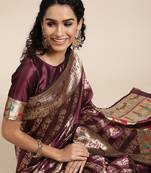 Banarasi silk saree with Woven design border  with blouse