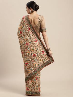 Vairagee Beige Cotton Saree with Blouse 4