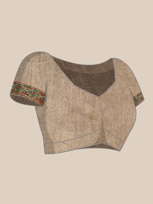 Vairagee Beige Cotton Saree with Blouse 5
