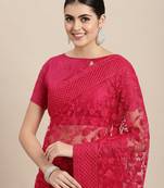 Soft Net Saree With Embroidered Border  With Blouse
