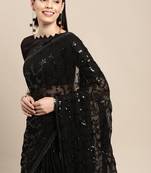 Georgette Saree  With All Over Sequins Work  With Blouse