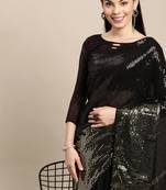 Georgette Saree  With All Over Sequins Work  With Blouse